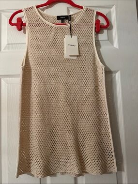 Woman Theory Mesh Tank Top Stone Ivory Color Size Large NWT